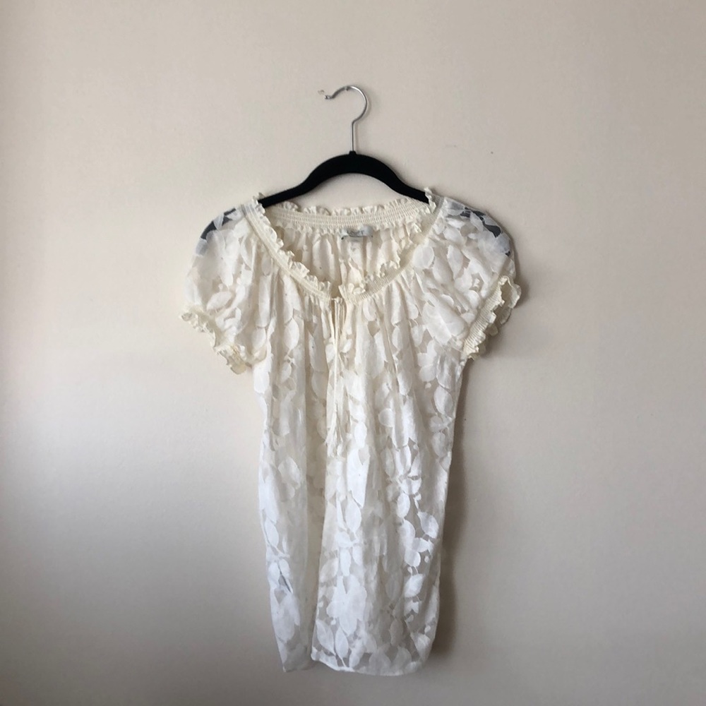 sheer floral lace top - loft -xs - Picture 1 of 3